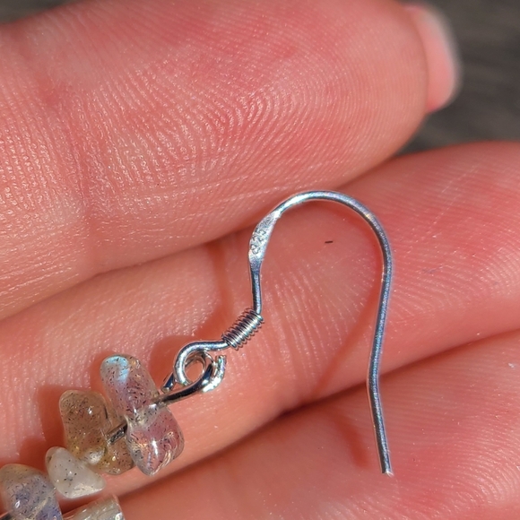 SOLD Chevron Lace Print Leather 925 Earrings - Picture 7 of 7